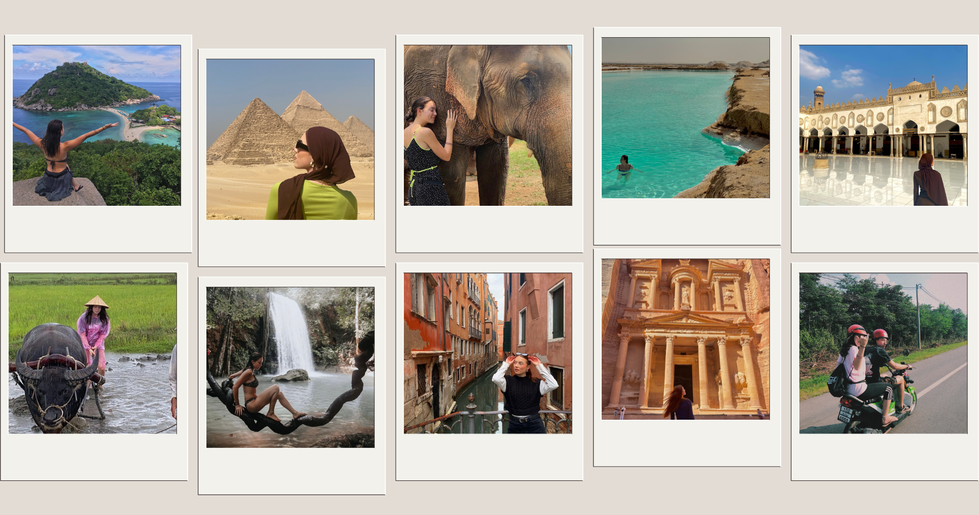 Collage of various travel photos with different locations and activities.